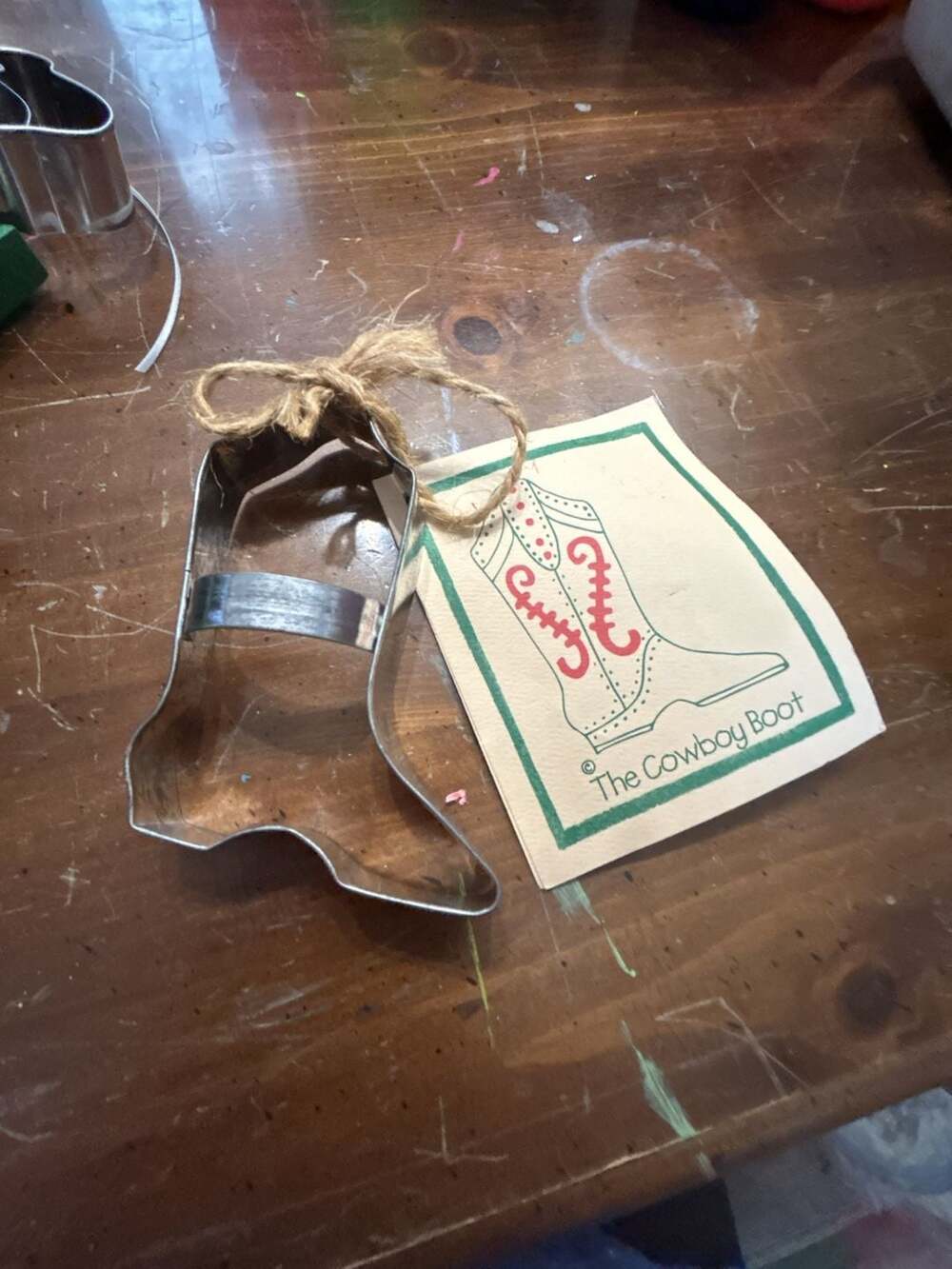 Vintage Cowboy Boot Metal Cookie Cutter with Original Illustrated Tag